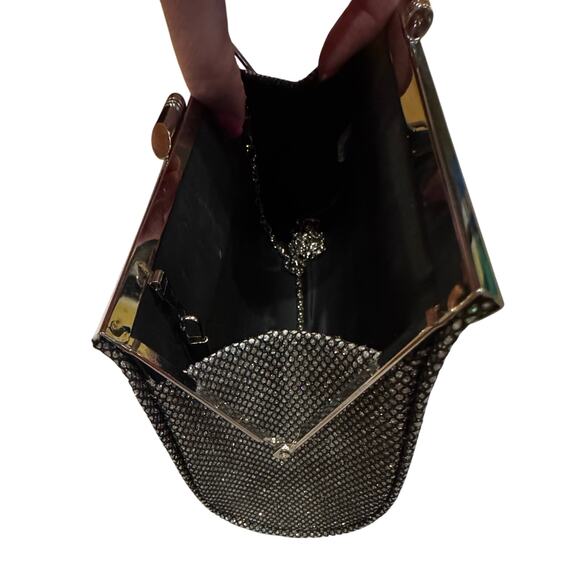 Retro disco Silver Formal Purse & Clutch Detachable Chain Link glitter cocktail - Picture 6 of 9